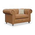 Everett Leather Snuggle Chair Saddle Washed Feet from Roseland Furniture