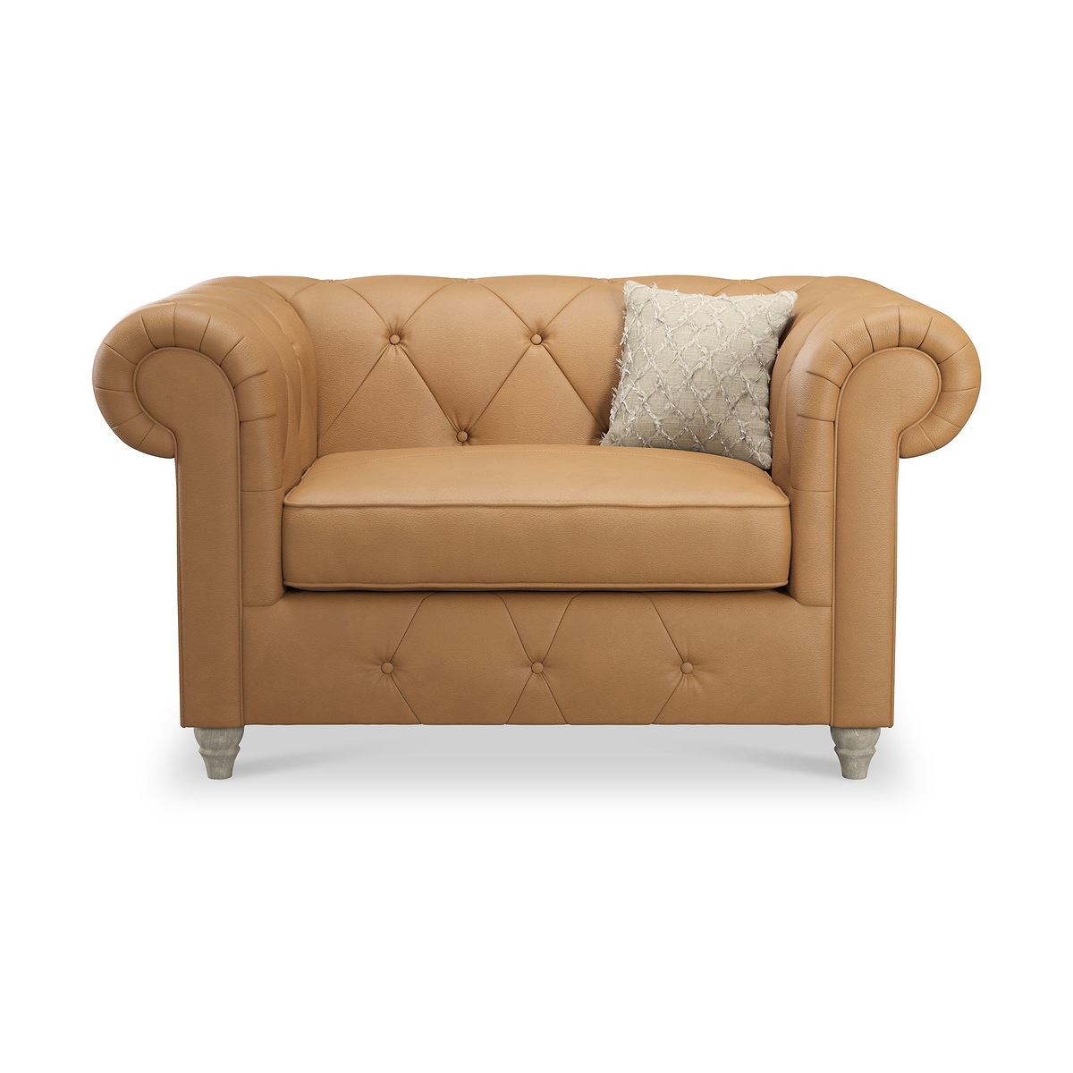Everett Leather Snuggle Chair Saddle Washed Feet from Roseland Furniture