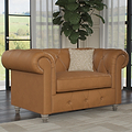 Everett Leather Snuggle Chair Saddle Washed Feet from Roseland Furniture