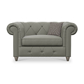 Everett Leather Snuggle Chair Stone Grey Washed Feet from Roseland Furniture