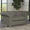 Everett Leather Snuggle Chair Stone Grey Washed Feet from Roseland Furniture