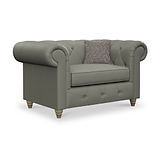 Everett Leather Snuggle Chair Stone Grey Walnut Feet from Roseland Furniture
