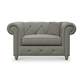 Everett Leather Snuggle Chair Stone Grey Walnut Feet from Roseland Furniture