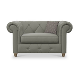 Everett Leather Snuggle Chair Stone Grey Walnut Feet from Roseland Furniture