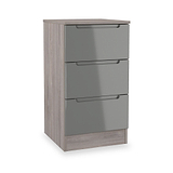 Henshaw Grey & Grey Oak 3 Drawer Bedside Table from Roseland Furniture