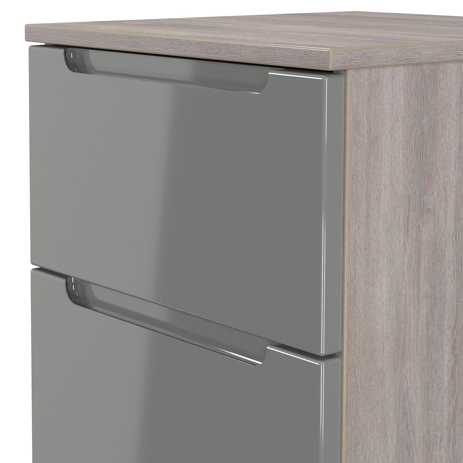 Henshaw Grey & Grey Oak 3 Drawer Bedside Table from Roseland Furniture