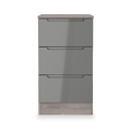 Henshaw Grey & Grey Oak 3 Drawer Bedside Table from Roseland Furniture
