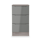 Henshaw Grey & Grey Oak 3 Drawer Bedside Table from Roseland Furniture