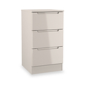 Henshaw Cashmere Cream 3 Drawer Bedside Table from Roseland Furniture