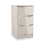 Henshaw Cashmere Cream 3 Drawer Bedside Table from Roseland Furniture