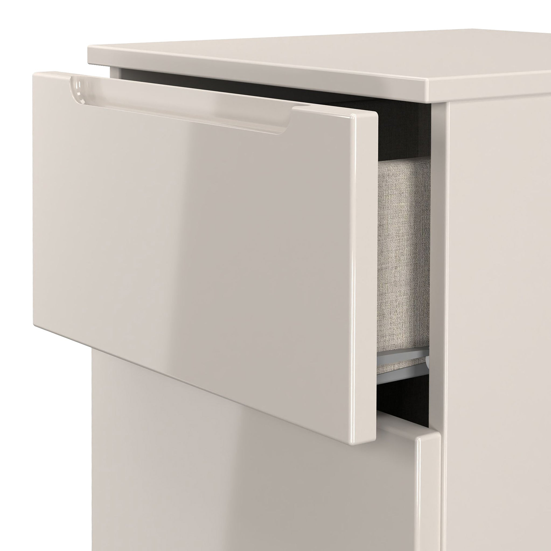 Henshaw Cashmere Cream 3 Drawer Bedside Table from Roseland Furniture