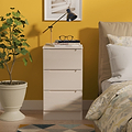 Henshaw Cashmere Cream 3 Drawer Bedside Table from Roseland Furniture