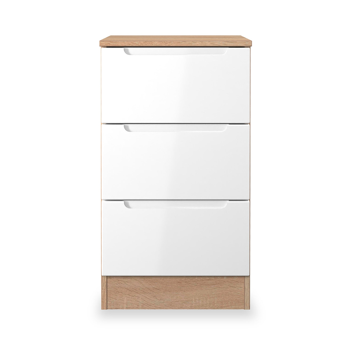 Henshaw 3 Drawer Bedside Table White Oak from Roseland Furniture