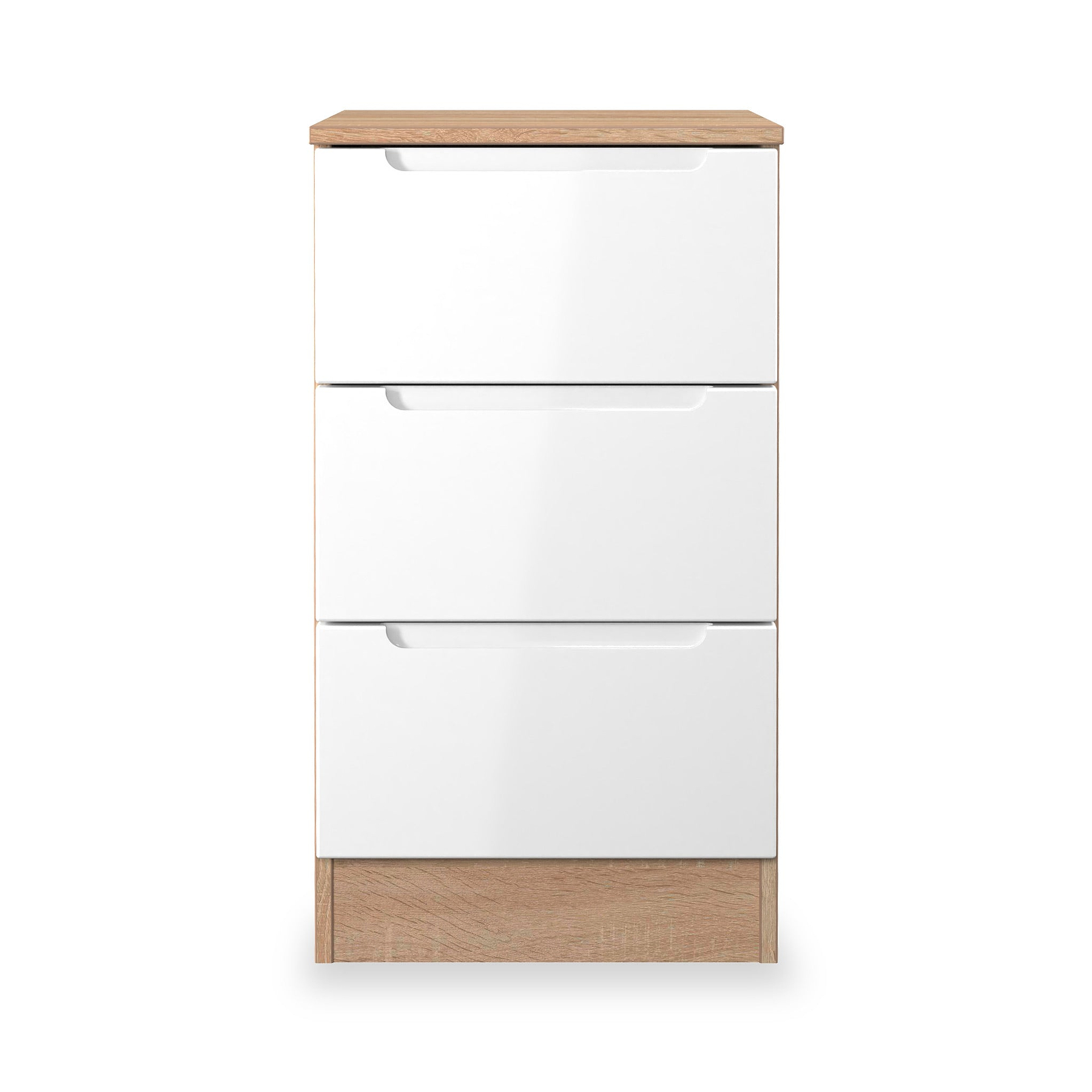 Henshaw 3 Drawer Bedside Table White Oak from Roseland Furniture