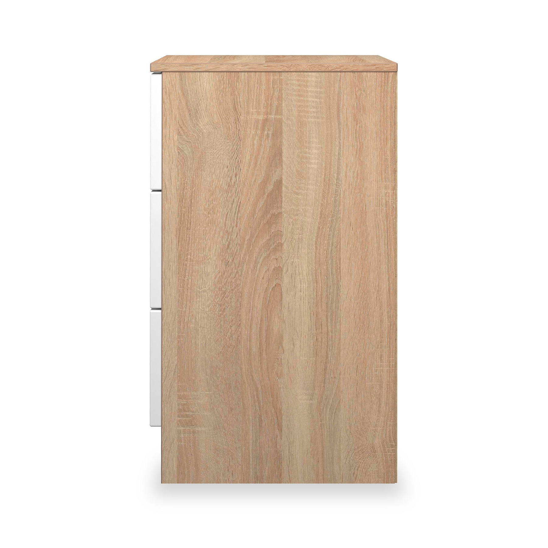 Henshaw 3 Drawer Bedside Table White Oak from Roseland Furniture