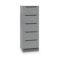 Henshaw 5 Drawer Tall Boy Bedside Table Dusk Grey from Roseland Furniture