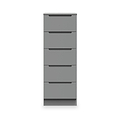 Henshaw 5 Drawer Tall Boy Bedside Table Dusk Grey from Roseland Furniture