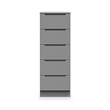 Henshaw 5 Drawer Tall Boy Bedside Table Dusk Grey from Roseland Furniture