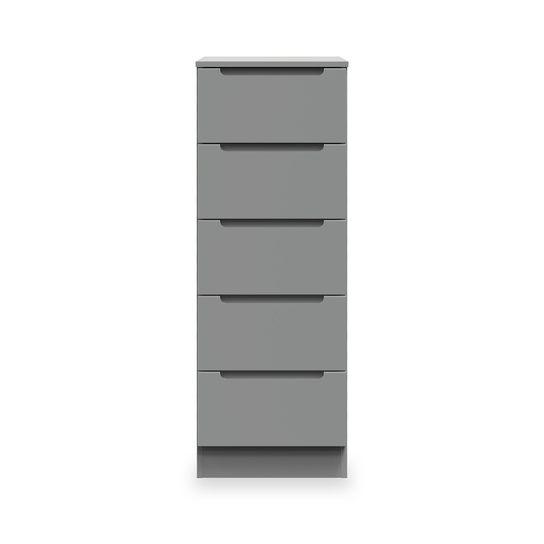 Henshaw 5 Drawer Tall Boy Bedside Table Dusk Grey from Roseland Furniture