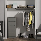 Henshaw 5 Drawer Tall Boy Bedside Table Dusk Grey from Roseland Furniture