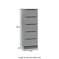 Henshaw 5 Drawer Tall Boy Bedside Table Dusk Grey from Roseland Furniture