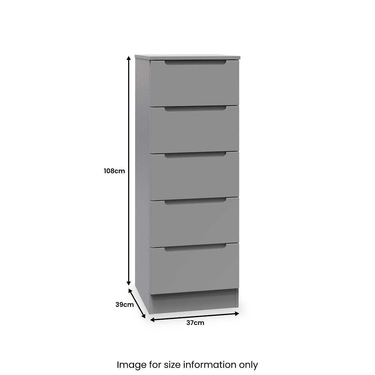Henshaw 5 Drawer Tall Boy Bedside Table Dusk Grey from Roseland Furniture