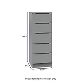 Henshaw 5 Drawer Tall Boy Bedside Table Dusk Grey from Roseland Furniture