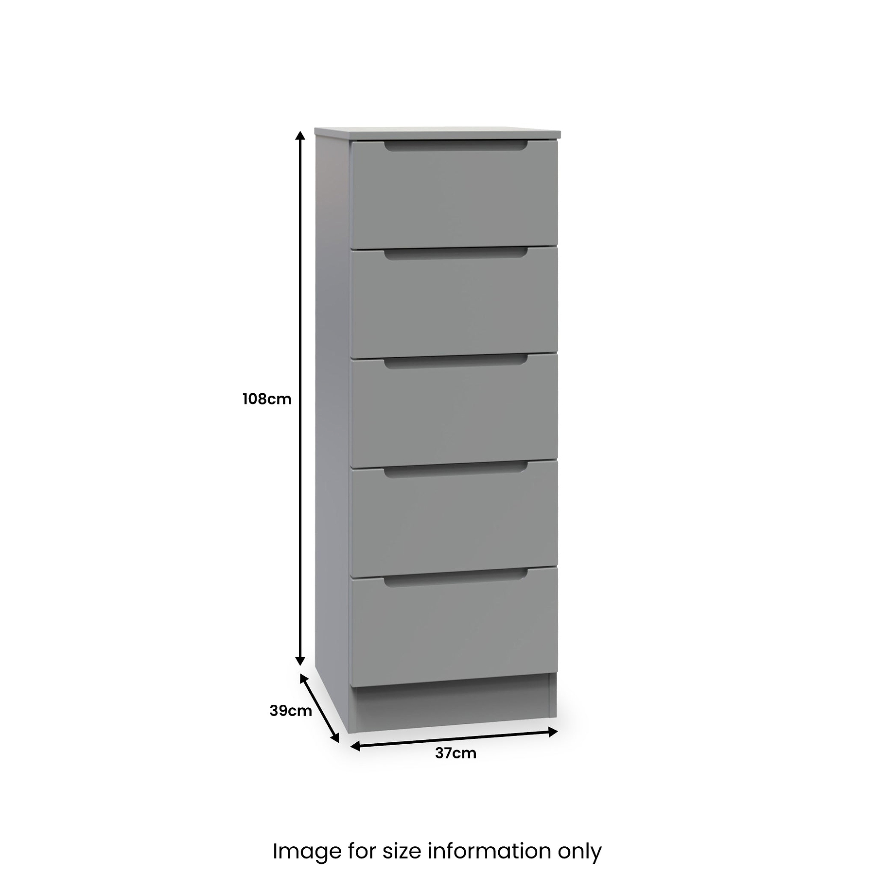 Henshaw 5 Drawer Tall Boy Bedside Table Dusk Grey from Roseland Furniture