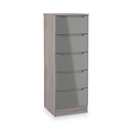Henshaw Grey Oak 5 Drawer Tall Boy Chest from Roseland Furniture