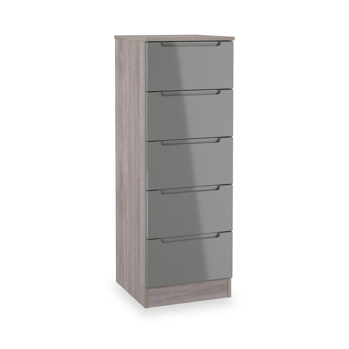 Henshaw Grey Oak 5 Drawer Tall Boy Chest from Roseland Furniture