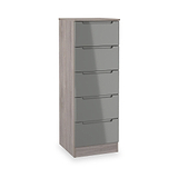 Henshaw Grey Oak 5 Drawer Tall Boy Chest from Roseland Furniture