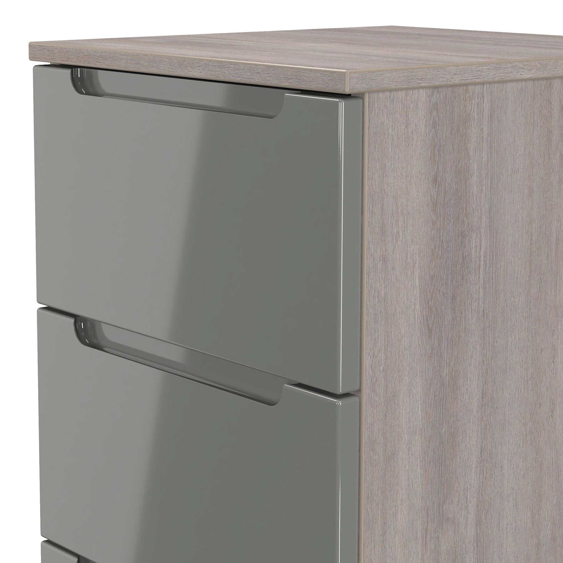 Henshaw Grey Oak 5 Drawer Tall Boy Chest from Roseland Furniture