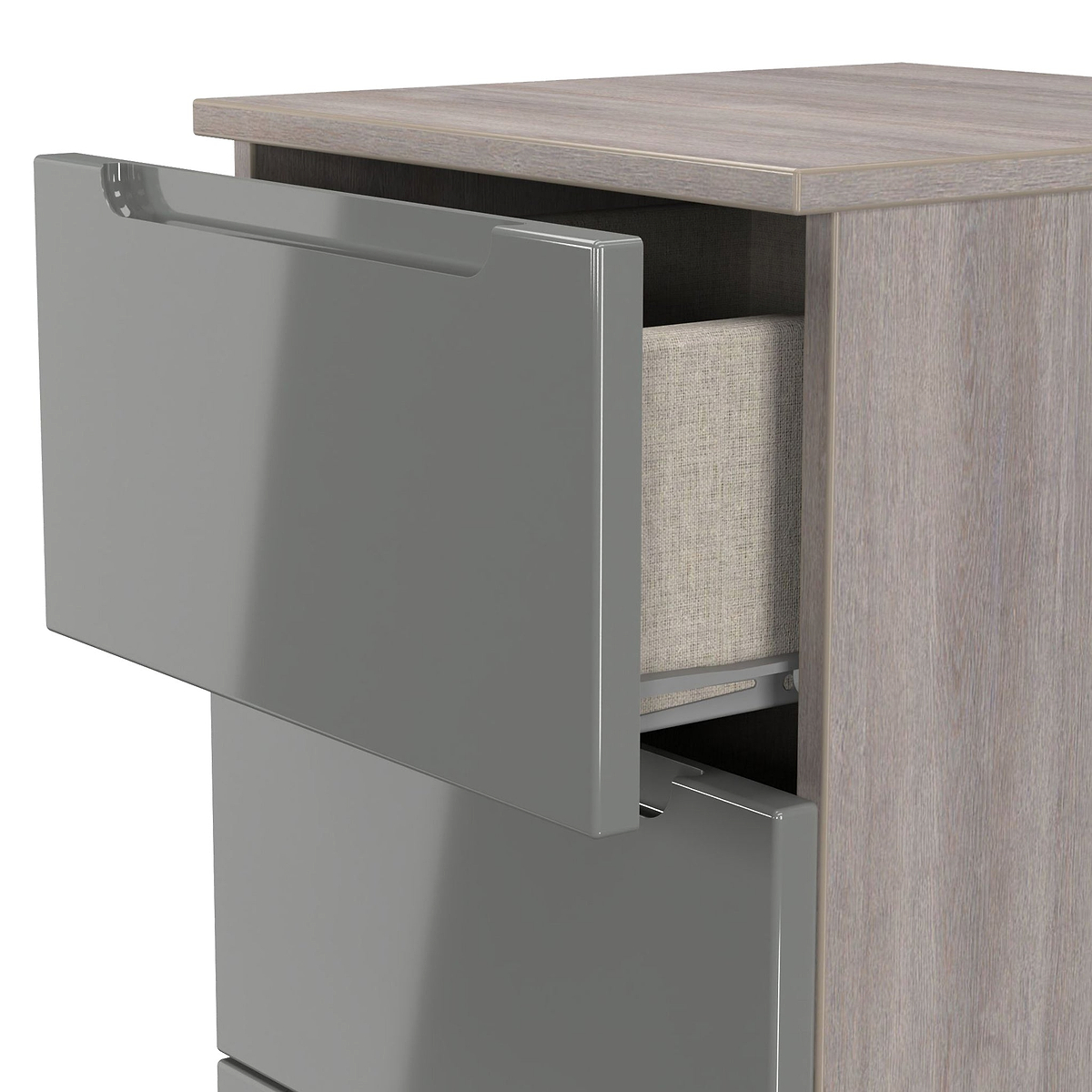 Henshaw Grey Oak 5 Drawer Tall Boy Chest from Roseland Furniture