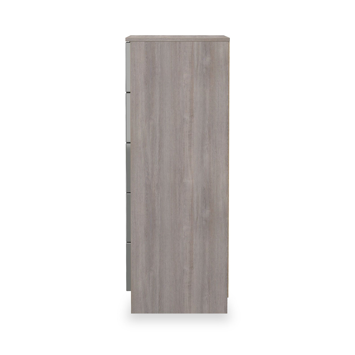 Henshaw Grey Oak 5 Drawer Tall Boy Chest from Roseland Furniture