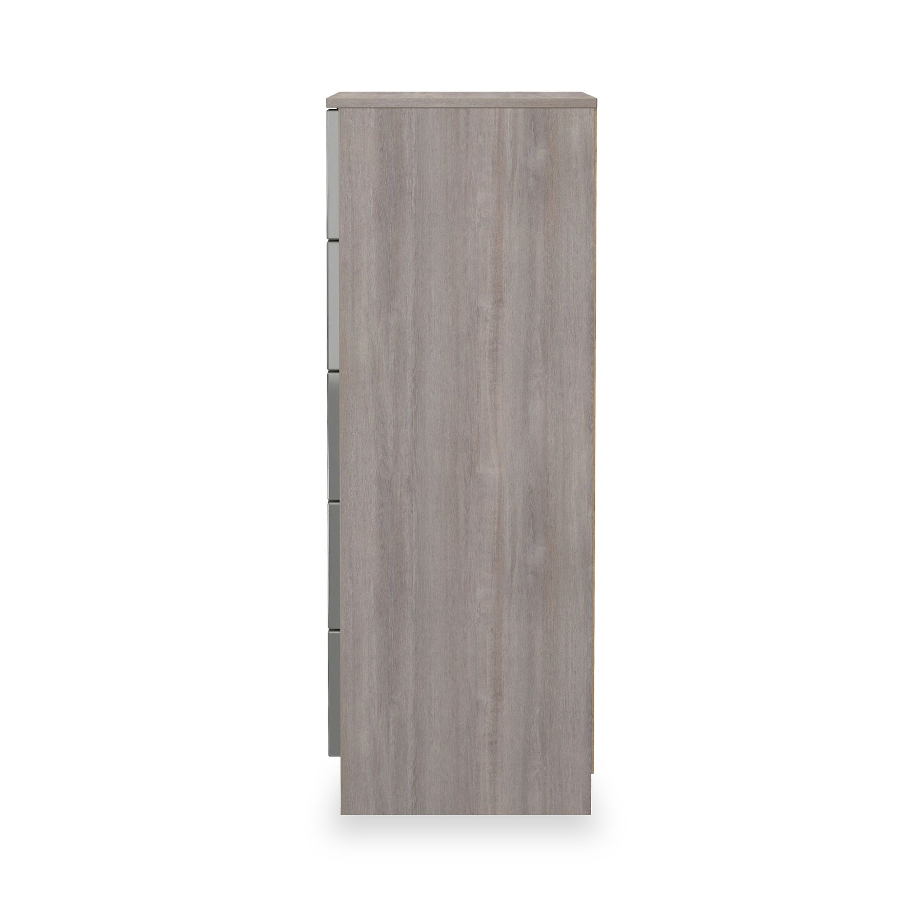 Henshaw Grey Oak 5 Drawer Tall Boy Chest from Roseland Furniture