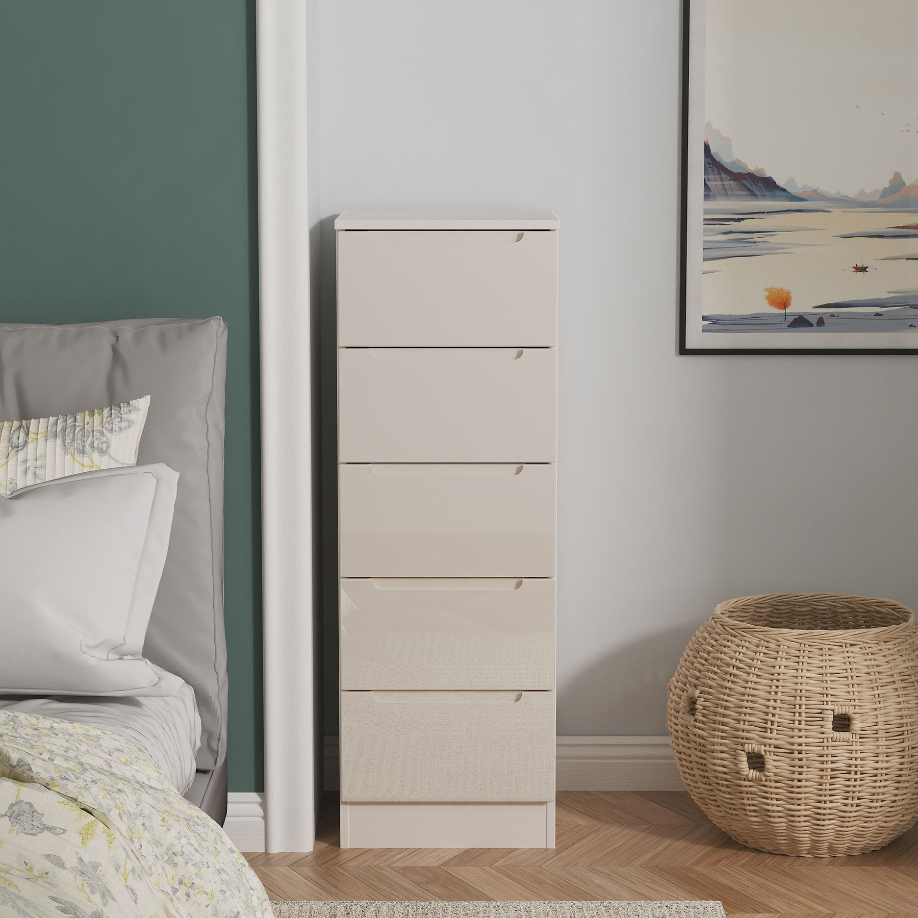 Henshaw Cashmere 5 Drawer Tall Boy Chest from Roseland Furniture
