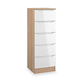 Henshaw 5 Drawer Tall Boy Bedside Table White Oak from Roseland Furniture
