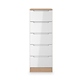 Henshaw 5 Drawer Tall Boy Bedside Table White Oak from Roseland Furniture