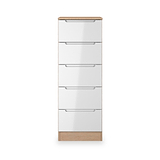 Henshaw 5 Drawer Tall Boy Bedside Table White Oak from Roseland Furniture