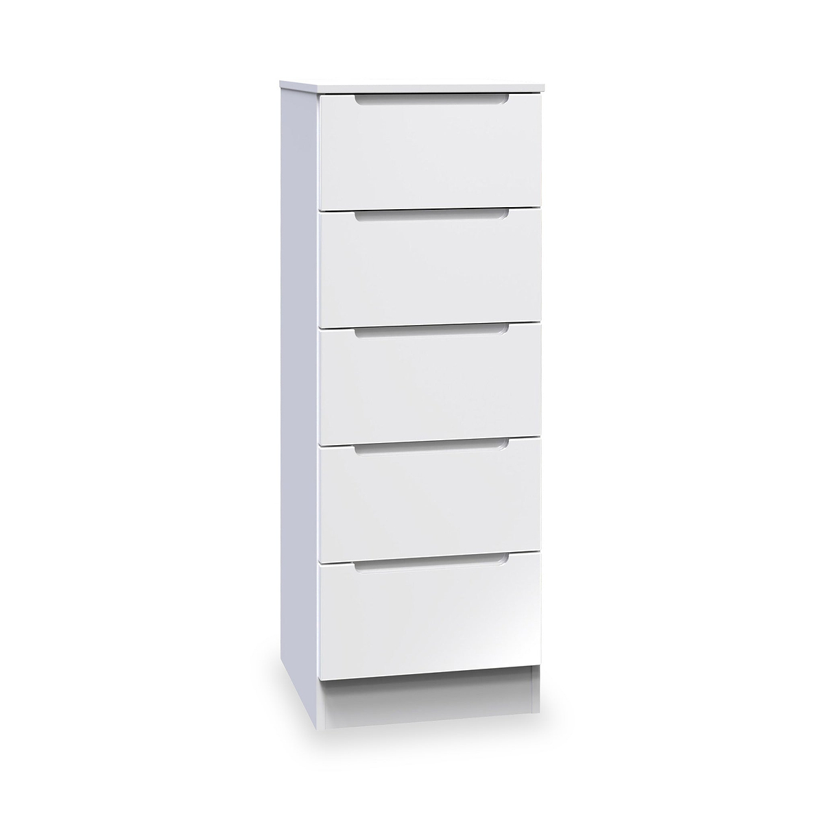 Henshaw 5 Drawer Tall Boy Bedside Table White from Roseland Furniture