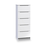 Henshaw 5 Drawer Tall Boy Bedside Table White from Roseland Furniture