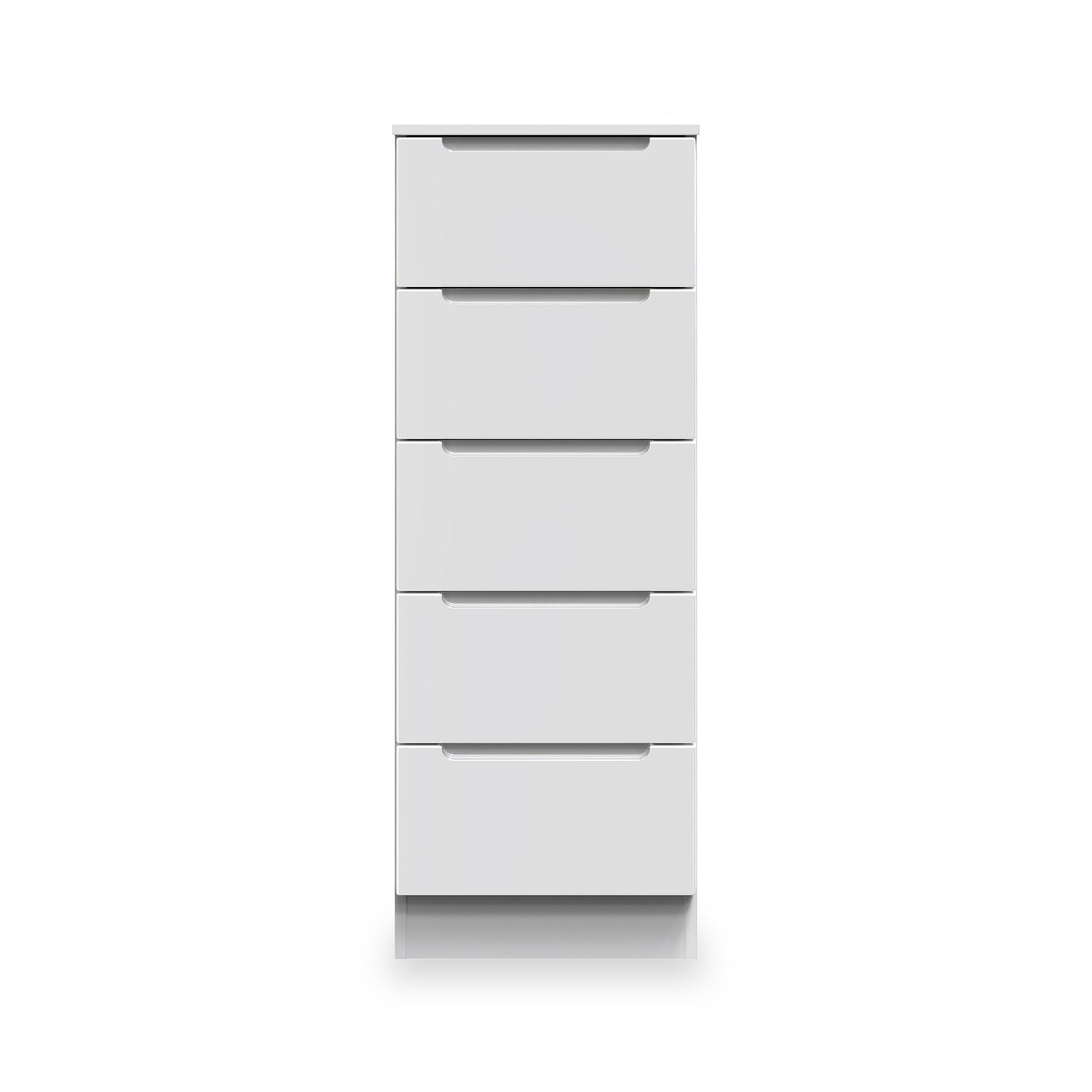 Henshaw 5 Drawer Tall Boy Bedside Table White from Roseland Furniture