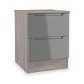 Henshaw Grey Oak 2 Drawer Bedside Table from Roseland Furniture