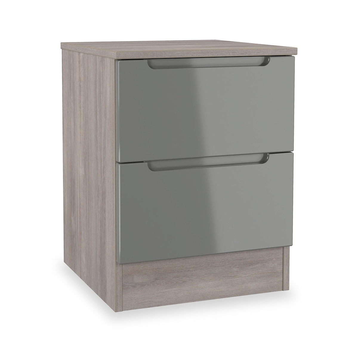 Henshaw Grey Oak 2 Drawer Bedside Table from Roseland Furniture