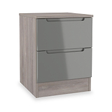 Henshaw Grey Oak 2 Drawer Bedside Table from Roseland Furniture