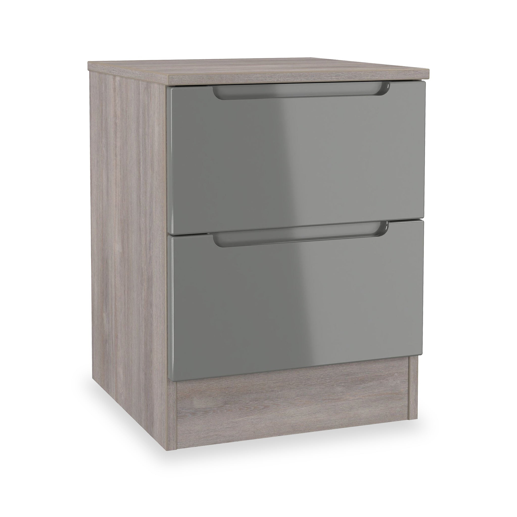 Henshaw Grey Oak 2 Drawer Bedside Table from Roseland Furniture