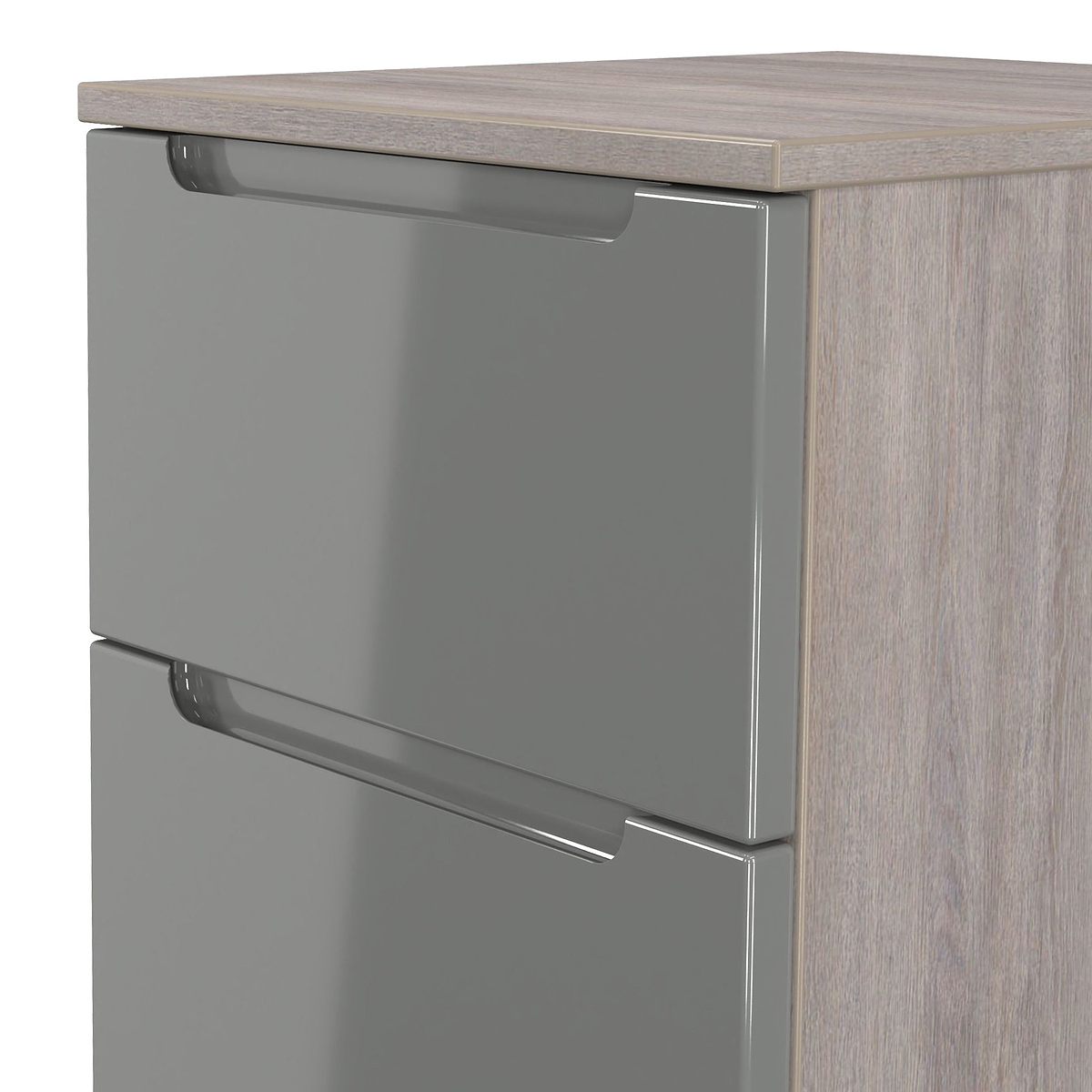 Henshaw Grey Oak 2 Drawer Bedside Table from Roseland Furniture