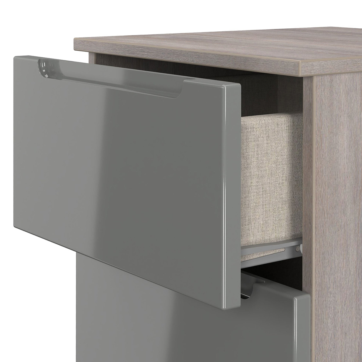 Henshaw Grey Oak 2 Drawer Bedside Table from Roseland Furniture