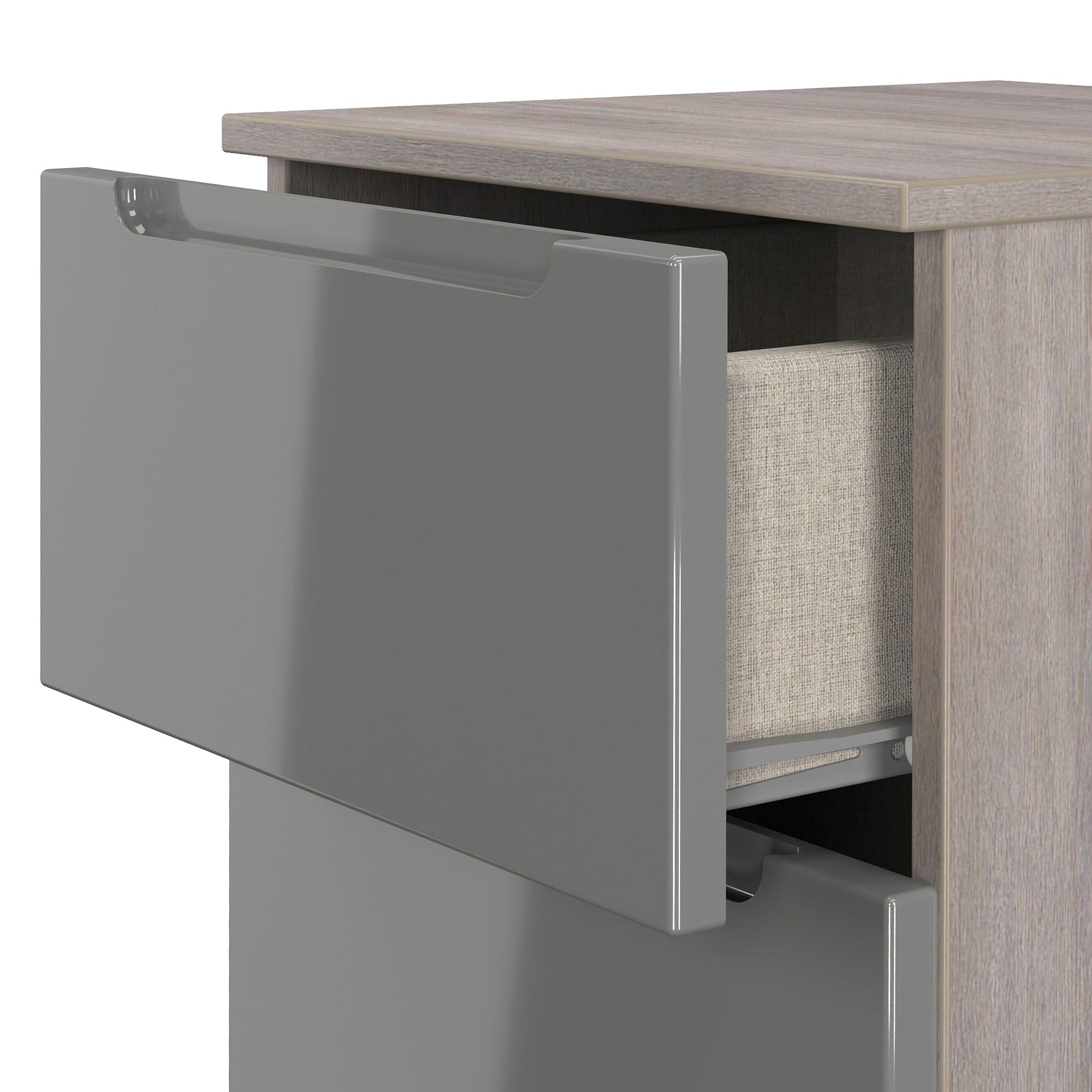 Henshaw Grey Oak 2 Drawer Bedside Table from Roseland Furniture