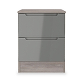 Henshaw Grey Oak 2 Drawer Bedside Table from Roseland Furniture
